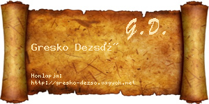 Gresko Dezső névjegykártya